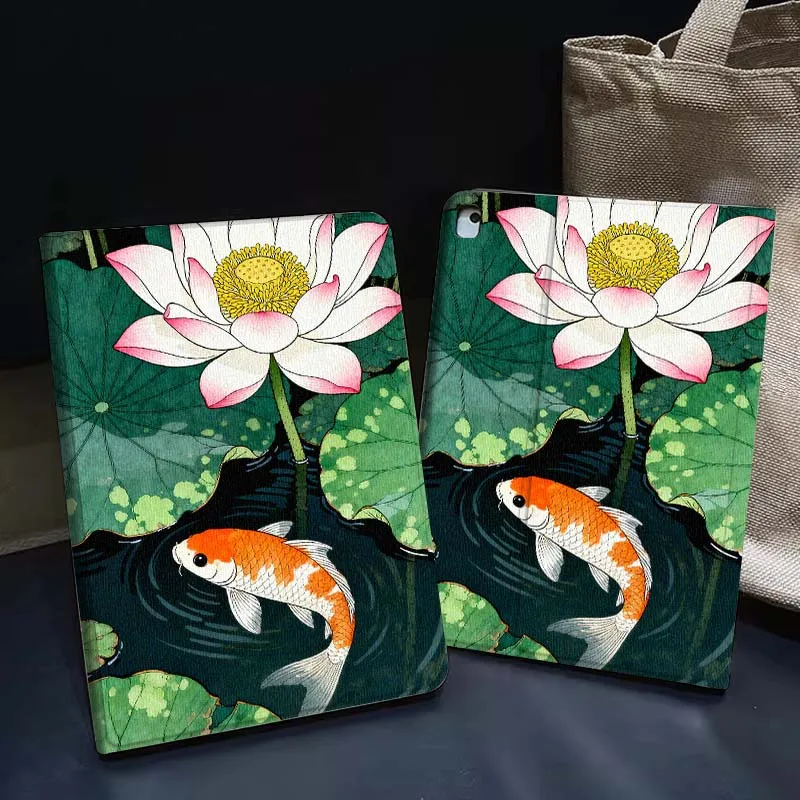 

Чехол-таблетка Koi Fish Lily Pond для Apple iPad Air Pro mini 1 2 3 4 5 6 7 8 9 11 M2 M3 M5 M4 5-го 6-го 7-го 10-го 11-го поколений. Подарок.