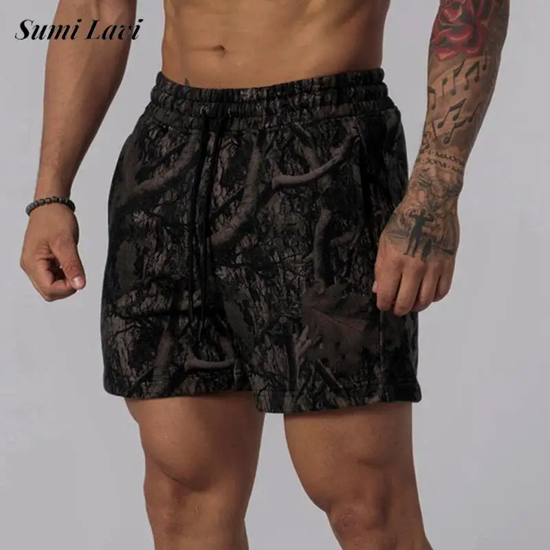 

Стильные мужские шорты с принтом, лето 2024, новые повседневные шорты на шнуровке для мужчин, облегающие короткие брюки для повседневного отдыха