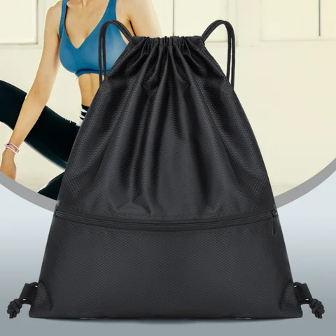 Lightweight Zippered Drawstring Backpack