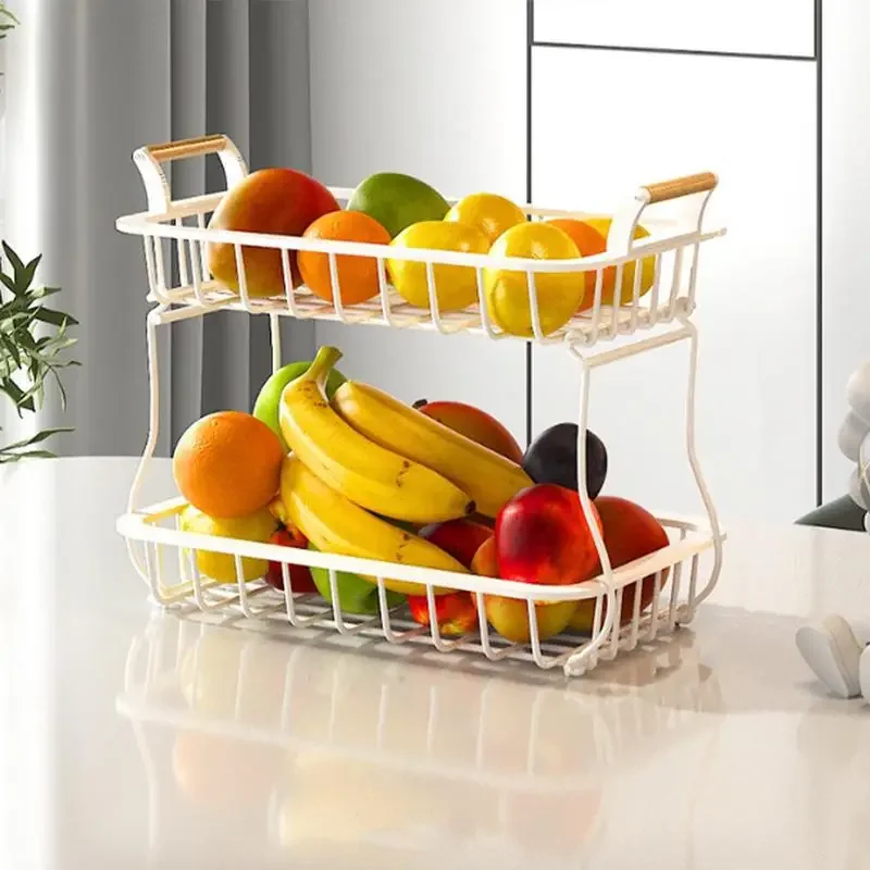 

New Metal Fruit Basket Kitchen Accessories Organizer Storage Wire Basket Stand For Storing Vegetables Bread Rack Organizadores