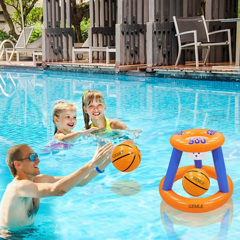 Juego de juguetes de piscina, aro de baloncesto de piscina, juego de lanzamiento de anillo cruzado inflable y lanzamiento de anillo de Cactus inflable, juguetes de piscina para niños