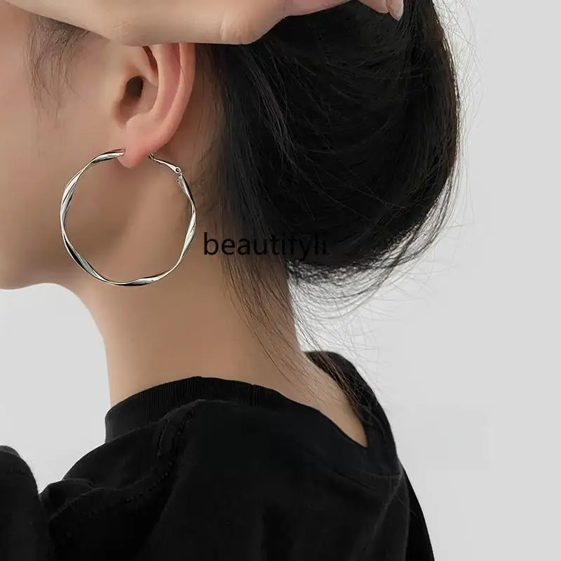 New light luxury high-end Mobius sterling silver earrings women's niche design earrings