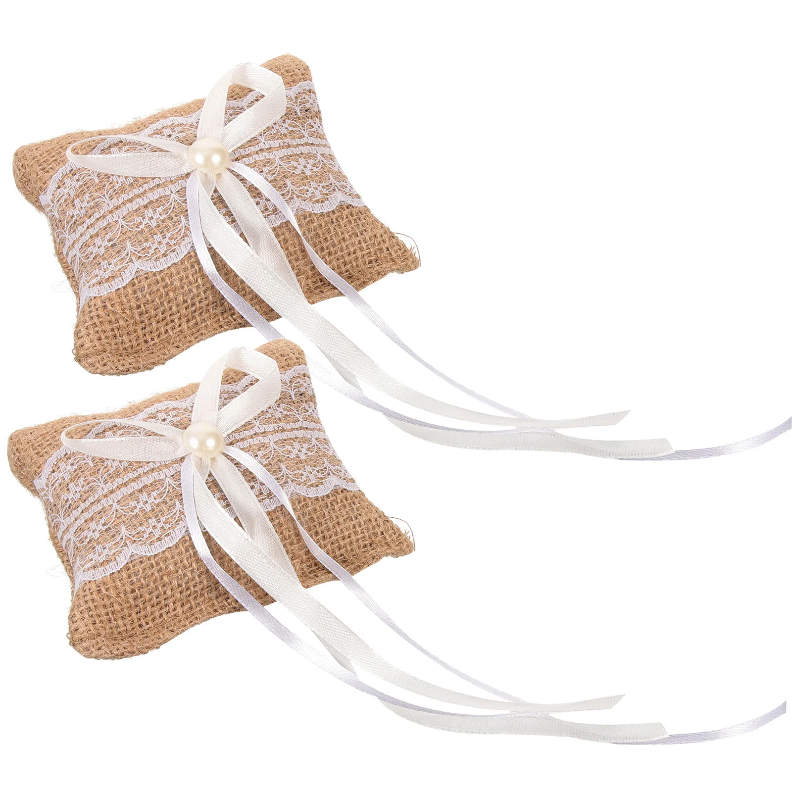 

2pcs Wedding Ring Pillow Boxes for Ceremony Linen Style Soft Comfortable Compact Size Bridal Party Decorations