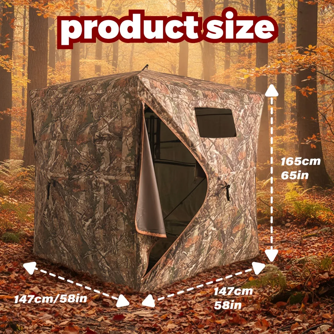 Camouflage Pop-Up Hunting Blind Easy Setup Ground Shelter Outdoor Camo Blind with Storage for Deer Turkey Duck Archery Season