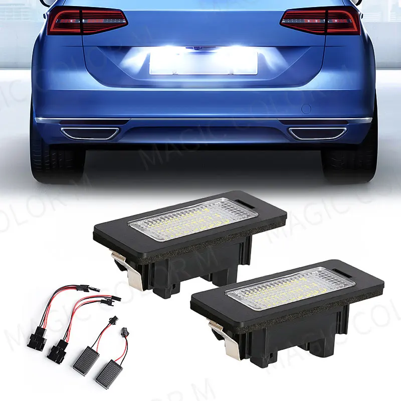 License Number Plate Lights For VW Passat B6 CC Eos Golf 4 5 6 7 MK7 Polo Car Tail Box Lamps Car Accessories Waterproof 2PCS