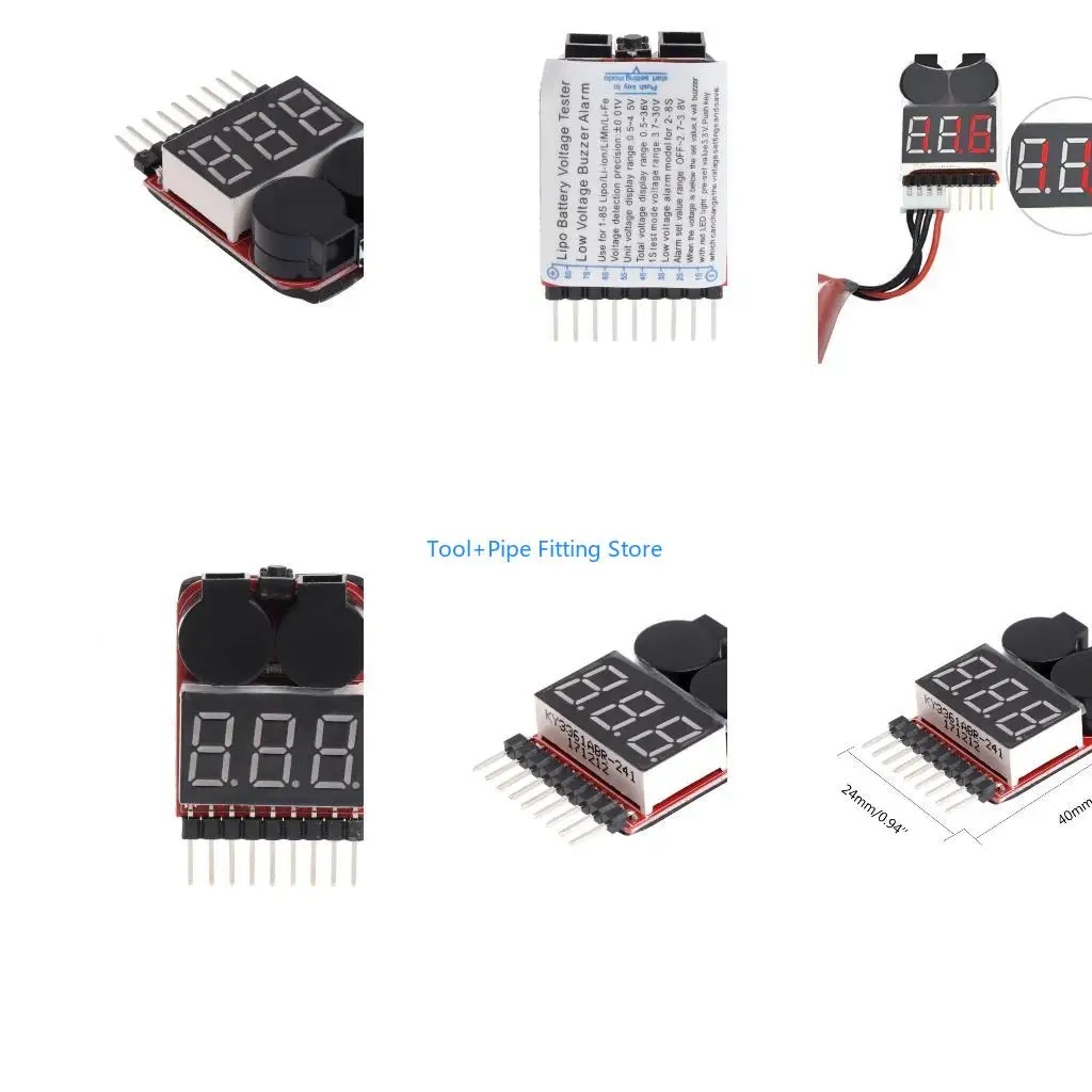 F92B 1-8S Lipo/Li-ion/Fe RC Boat Battery 2 In 1 Tester LED Low Buzzer Alarm