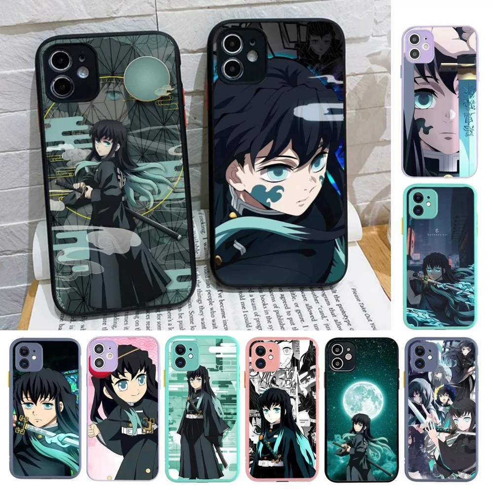 M-Muichiro Tokito Demon Slayer Phone Case for iPhone 14 11 12 13 Mini Pro Max 8 7 Plus X XR XS MAX Translucent Matte Cover