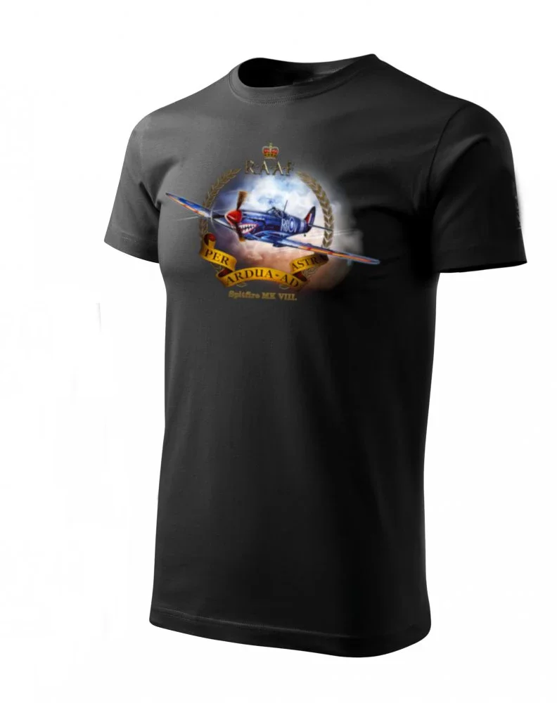 Футболка RAF Supermarine Spitfire Mk VIII Fighter Aircraft. Летняя хлопковая мужская футболка с коротким рукавом и круглым вырезом, новинка S-3XL