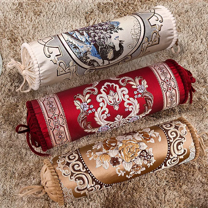 Quality Jacquard Candy Cushion Cover Not Filler Pillowcases Foot Pillows Cushion Covers Cylindrical Pillowcases Home Decoration