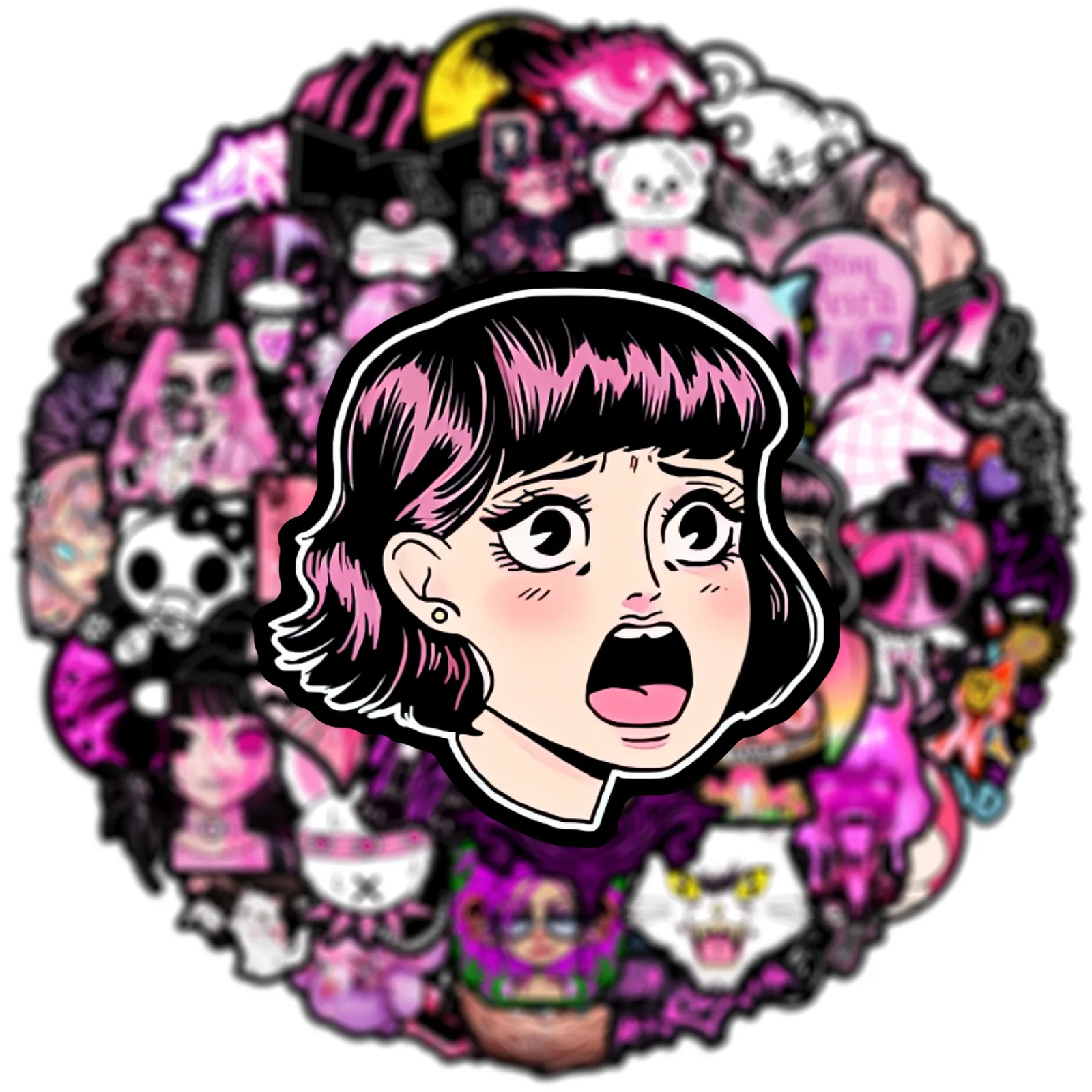 50 قطعة الوردي القوطية كول فتاة الكرتون الكتابة على الجدران ملصقات DIY بها بنفسك الهاتف الغيتار المحمول دفتر حقيبة كوب ملصق مضاد للمياه الاطفال اللعب