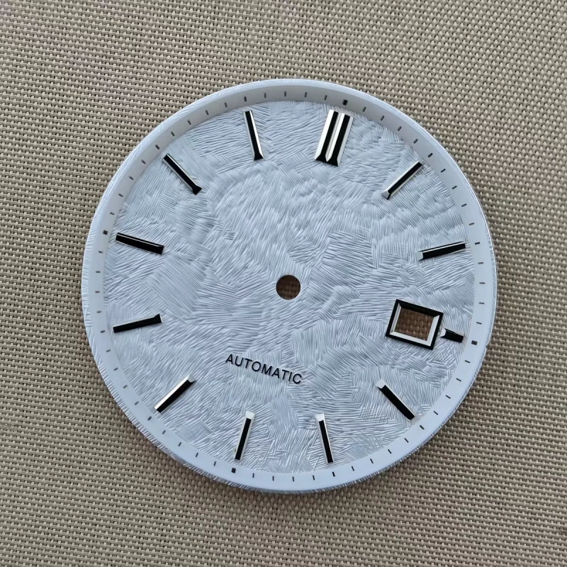 New NH35 Snowflake-Pattern Dial, No Logo, 33.5 mm, No Lume, Fits NH35/NH36 Movements, Watch Modification Part