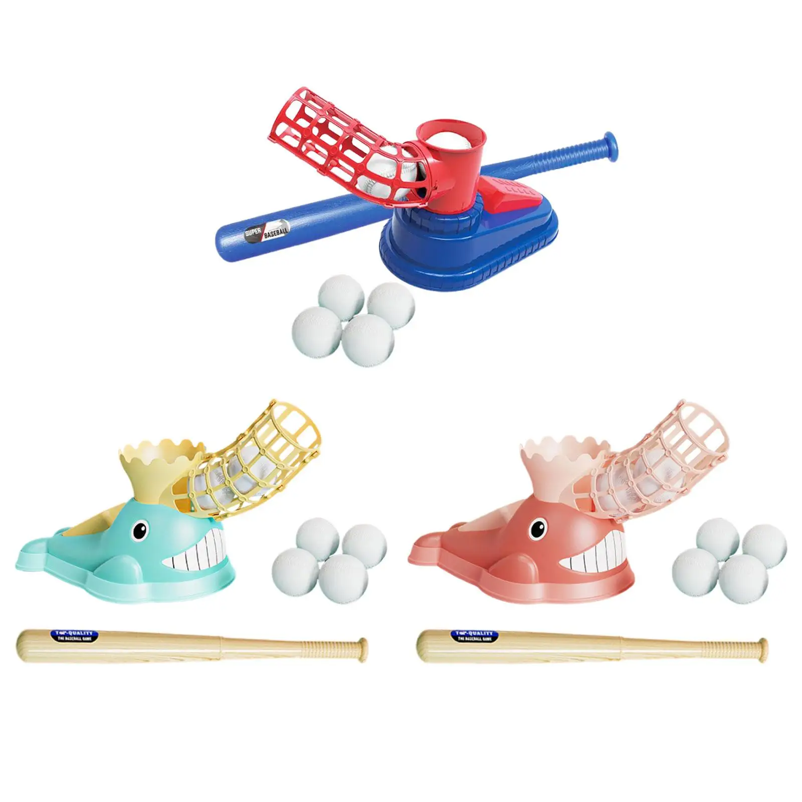 

Kids Baseball Pitching Machine, Baseball Trainer, Baseball Toy with Bat and 6 Baseballs for Boys Girls Birthday Gifts