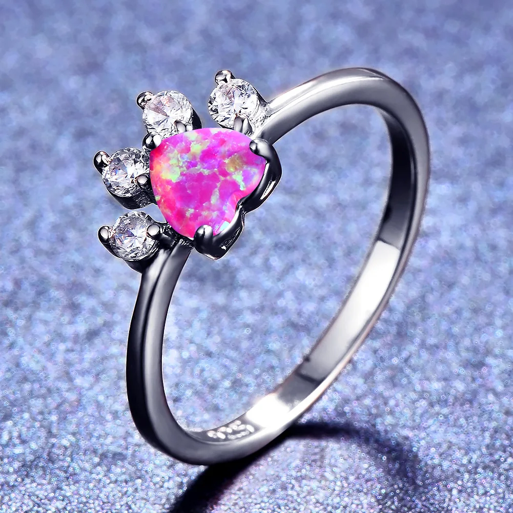 European and American Rose Gold Footprint Heart-shaped Australian Treasure Ring Has A Unique and Niche Design As An Accessory