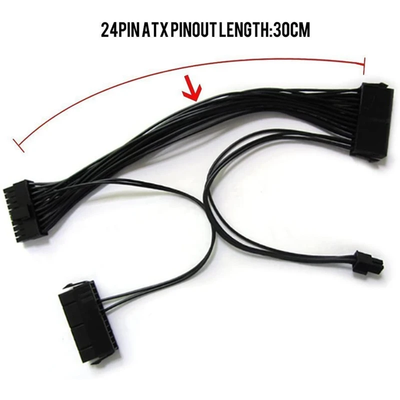 10PCS 20+4 24Pin Power Supply Sync Starter ATX Mining Power Supply Cord Dual PSU Cable Extension Riser For GPU Miner