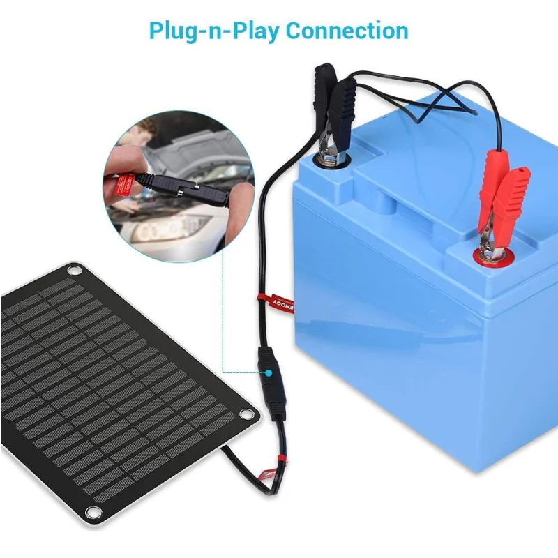 Renogy 5 Watts صيانة شاحن البطارية الشمسية المحمولة، احتياطية لشاحنة الدراجات النارية البحرية والقوارب #2