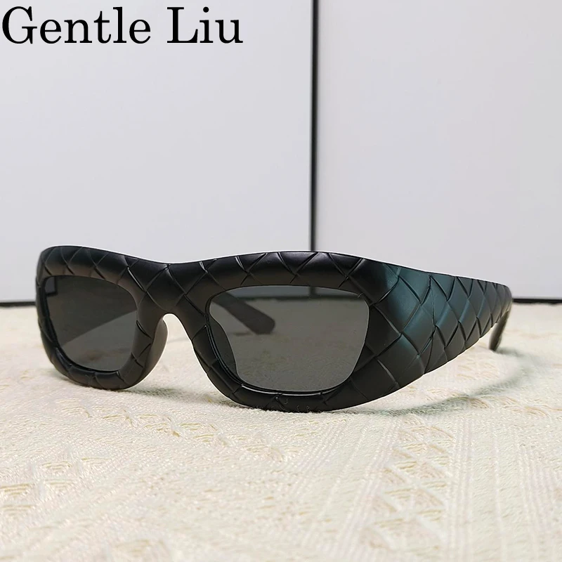 

Intrecciato Rectangular Sunglasses Women Men 2025 Luxury Brand Vintage Punk Sun Glasses For Ladies Funny Eyewear Shades UV400