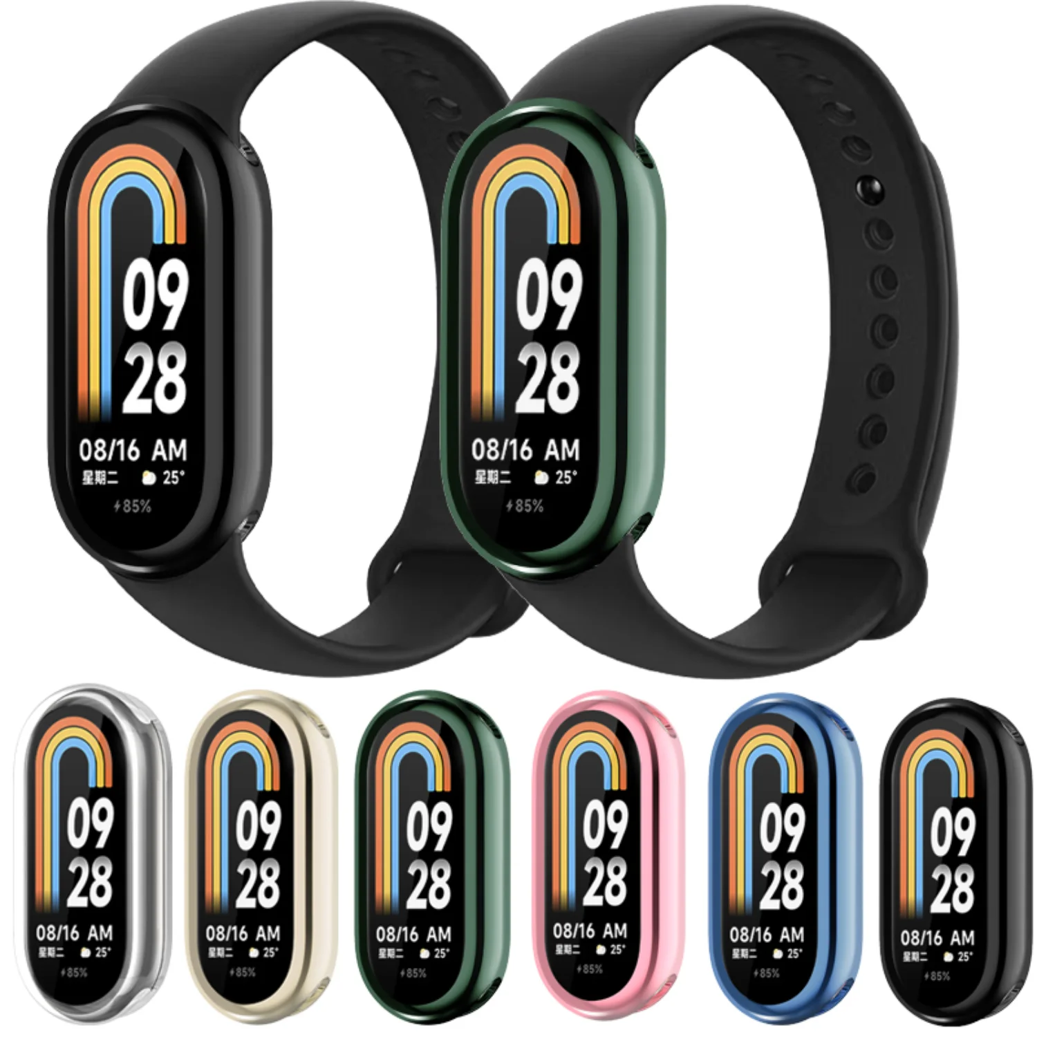 غطاء كامل لهاتف Mi Band 8 Protector 3D Film Miband 8 NFC غطاء حماية بإطار مقاوم للصدمات