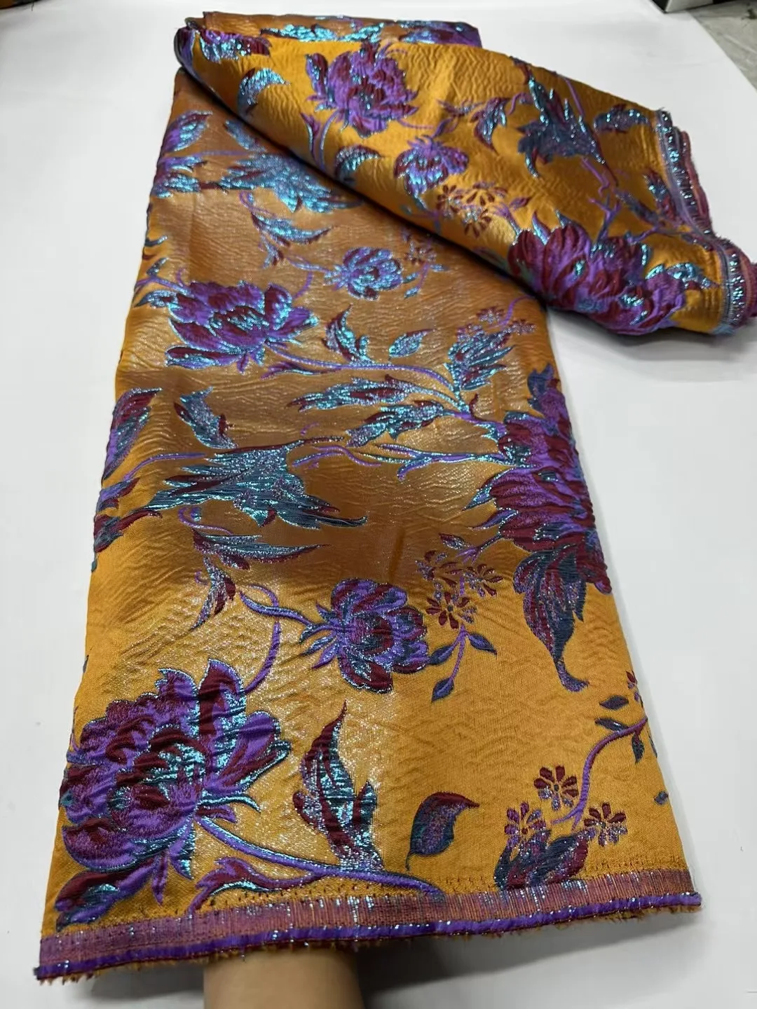 

African Brocade Jacquard Lace Fabrics 5Yards 2025 High Quality French Gilded Lace for Women Wedding Party Dresses VCW6300