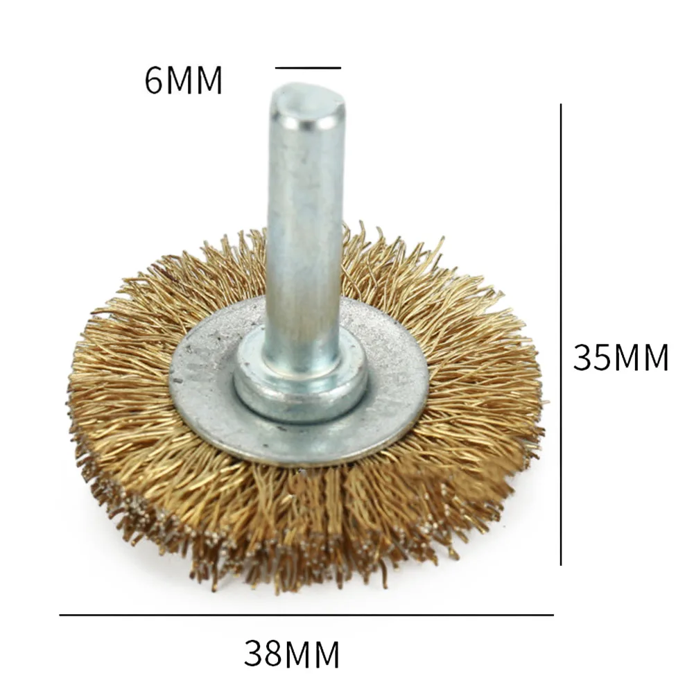 Draadwielborstel Koperplaat Roestvrijstalen Draadwielborstel 03Mm Diameter Draad 6Mm Schacht Roest En Verfverwijderingsgereedschap