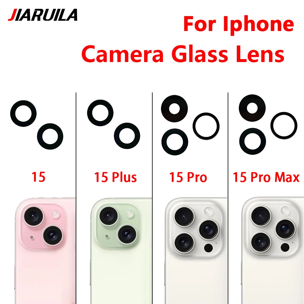 

10 Pcs Rear Back Camera Glass Lens For IPhone 15 Pro Max / For IPhone 15 Plus Camera Glass With Glue Adhesive