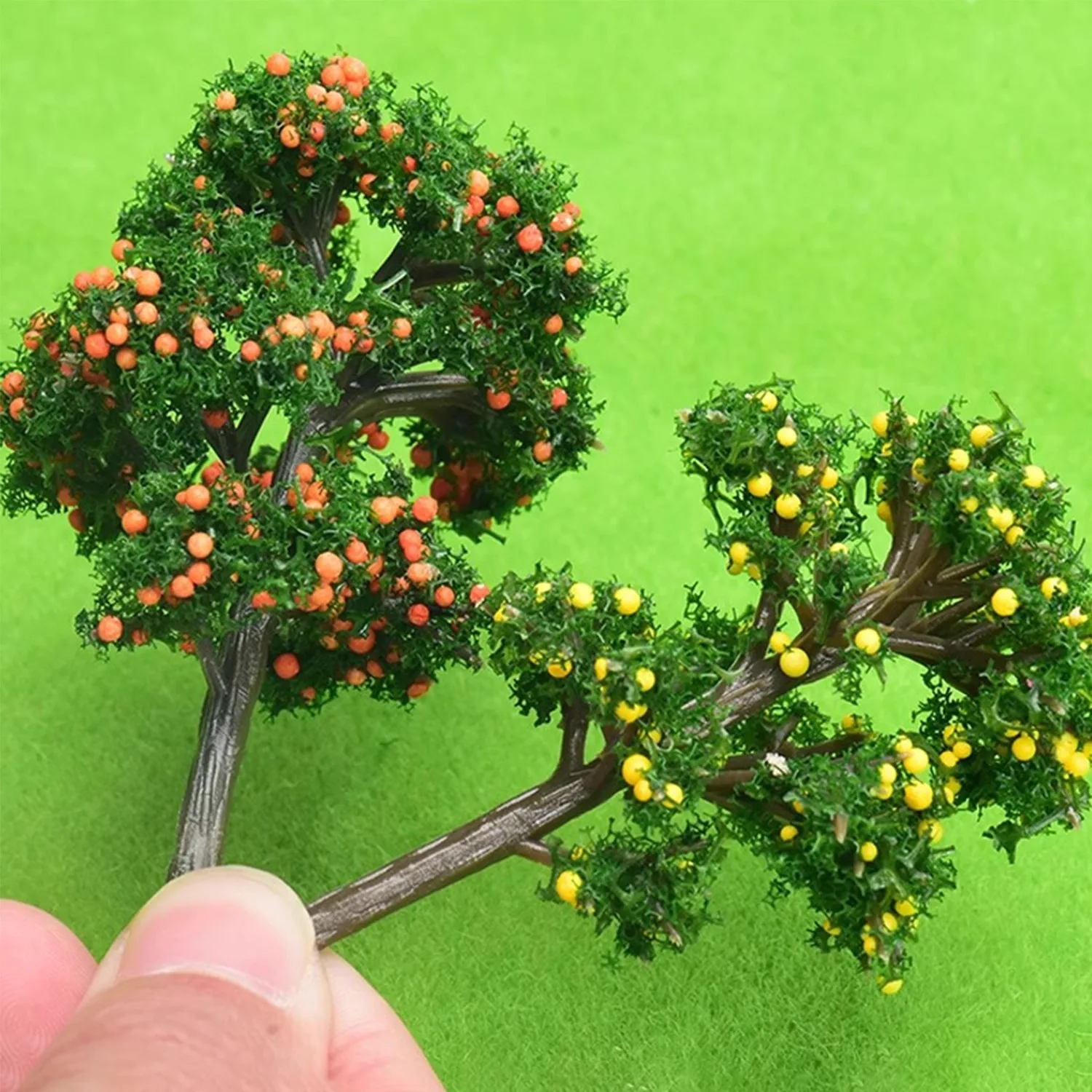 5 peças 5cm/7cm árvore de fruto em miniatura modelo de plástico maçã e árvore laranja para arquitetura diorama diy artesanato trem layout cenário
