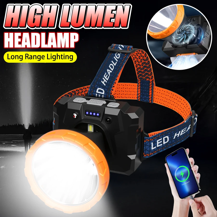 

Nice Super Bright Led Headlamp Rechargeable Induction Sensor Head Flashlight Built In Fan Outdoor Waterproof Camping Fishing Lan