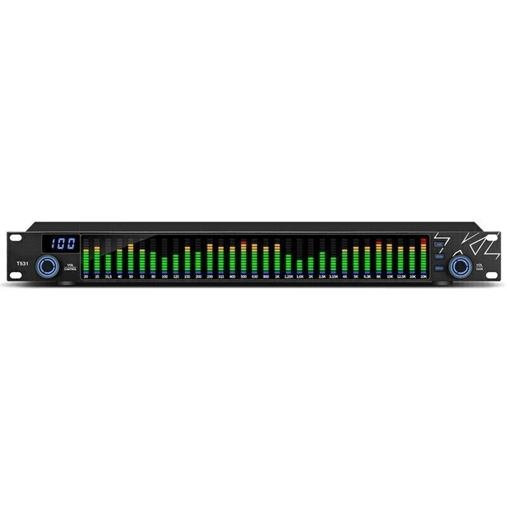 

31-band Equalizer Music Spectrum Analyzer 1U Rack Mount Dual-channel Control LED Spectrum Indication 31 Band Stereo Equalizer