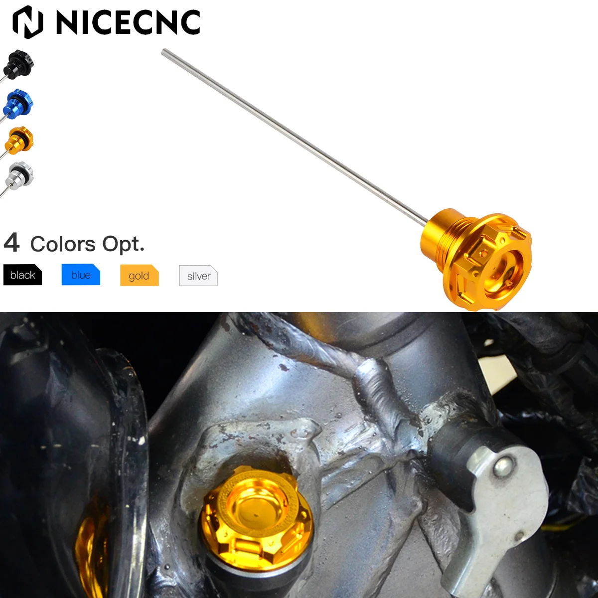 NICECNC For Suzuki DRZ400 DRZ400E DRZ400S DR-Z400 E S 2000-2024 DRZ400SM 2005-2024 Motorcycle Engine Oil Dipstick Dip Stick Plug