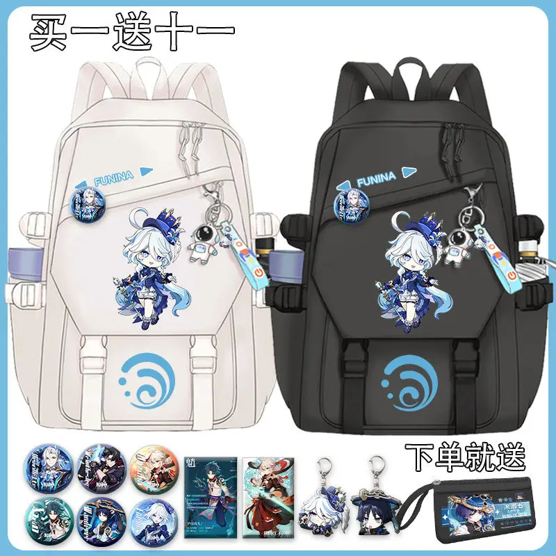 Anime Game GS Impact Cosplay Furina Focalors Merchandise School Bag Student Unisex Large High-capacity Backpack Cartoon