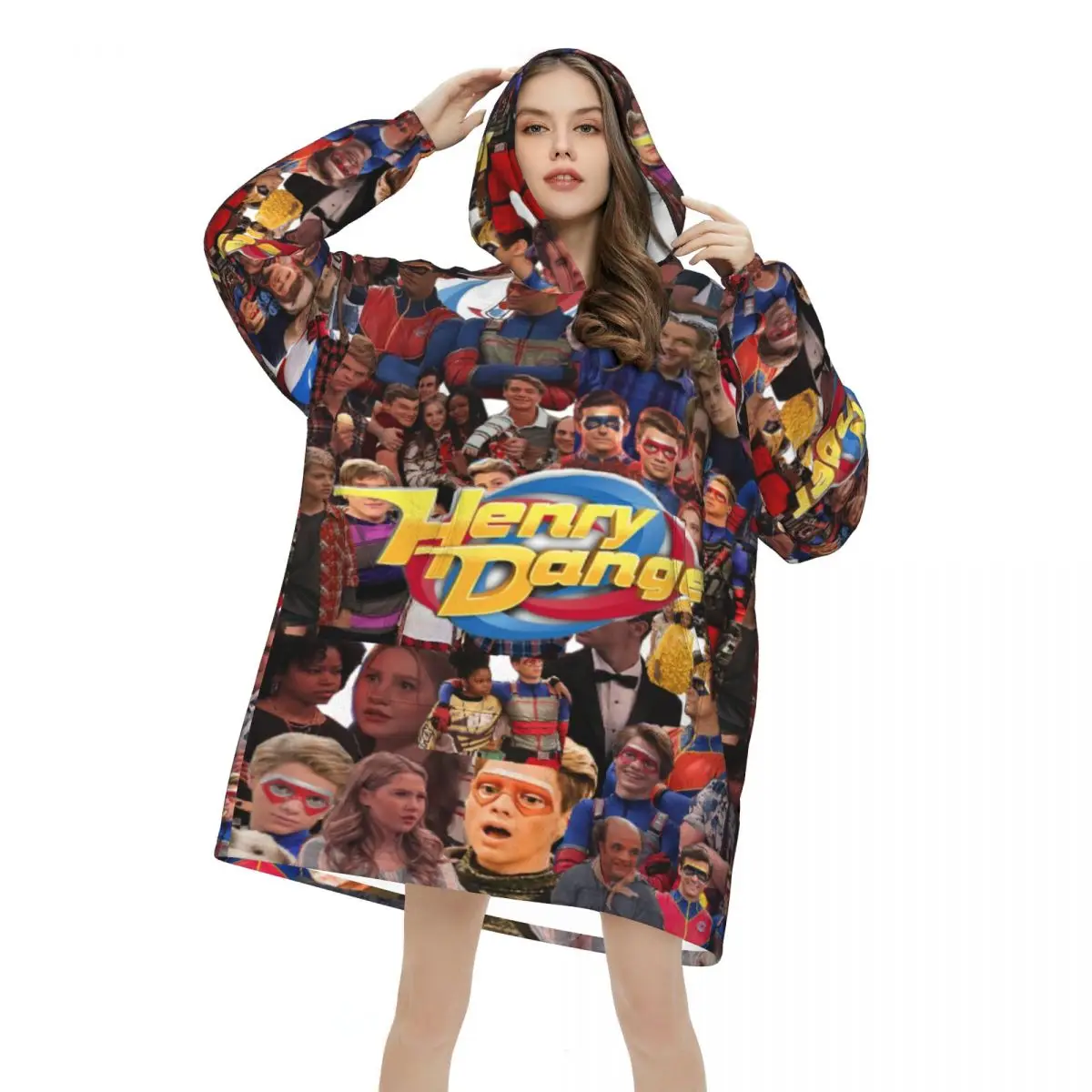 Captain Henry And Kid Danger Blanket Hoodie Sweatshirt Long Fleece Hooded Wearable Blanket with Large Pocket for Women Men
