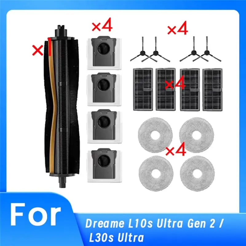

AB42 - Аксессуары для пылесосов Dreame L10s Ultra Gen 2 / L30s Ultra: основная и боковые щетки, насадки для влажной уборки, фильтры, мешки для сбора пыли
