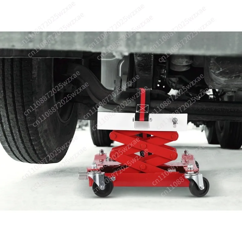 450 lb low transmission jack with seat belt, 7-23 inch lift for automotive maintenance, 2 meter seat belt and 4 brake wheels