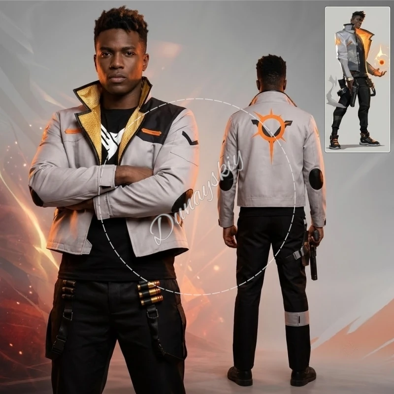 Light Grey Cropped Zip Jacket Cosplay Phoenix Jamie Adeyemi Street Techwear Costume Handsome Uniform Halloween Anime VALORANT