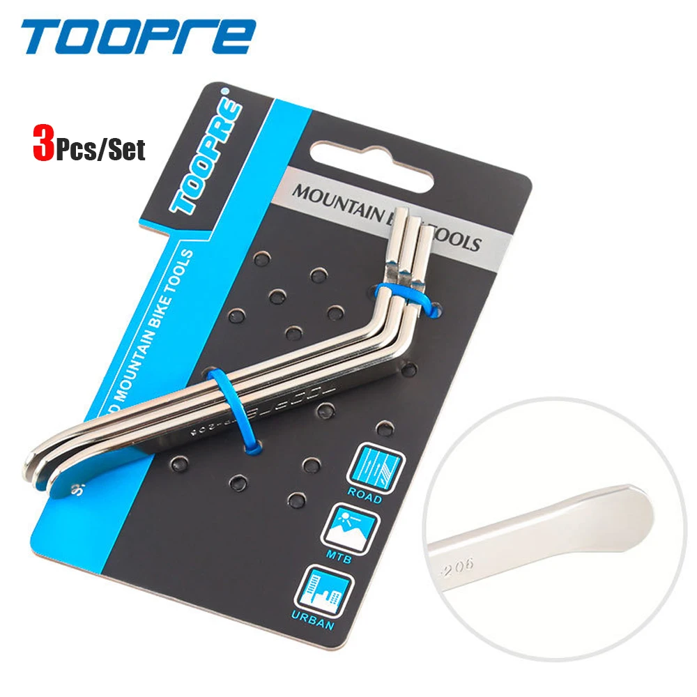 TOOPRE 3Pcs Stainless Steel Bike Tire Pry Bar MTB Road Bicycles Metal Tire Lever Removal Tool Portable Bicycle Repair Tools
