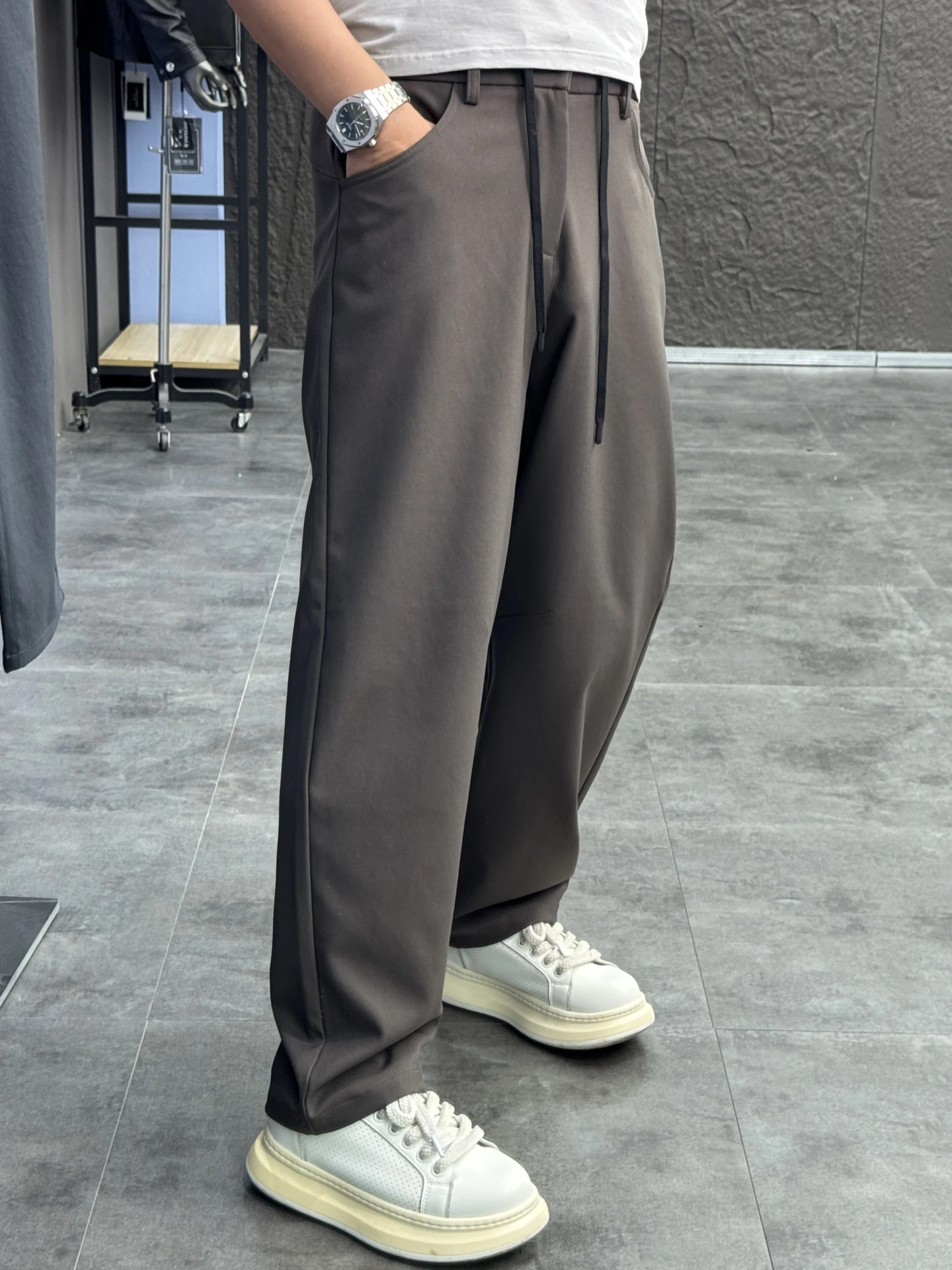 

Svip American Sle Свободные брюки-ножи Мужские теплые повседневные брюки с прямыми штанинами Осень-зима Чистый цвет Удобные