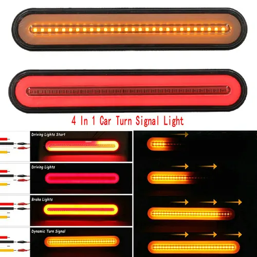 Imagen 2 del producto Luz LED impermeable 4 en 1 para remolque de camión y automóvil, luz trasera RV roja y amarilla, accesorios de lámpara de señal de flujo 3D, 100LED