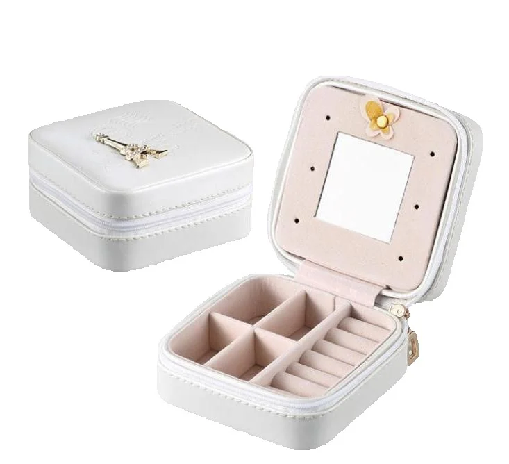 50pcs Women's Mini Stud Earrings Rings Jewelry Box Useful Makeup Organizer With Zipper Travel Portable Jewelry Box Wholesale