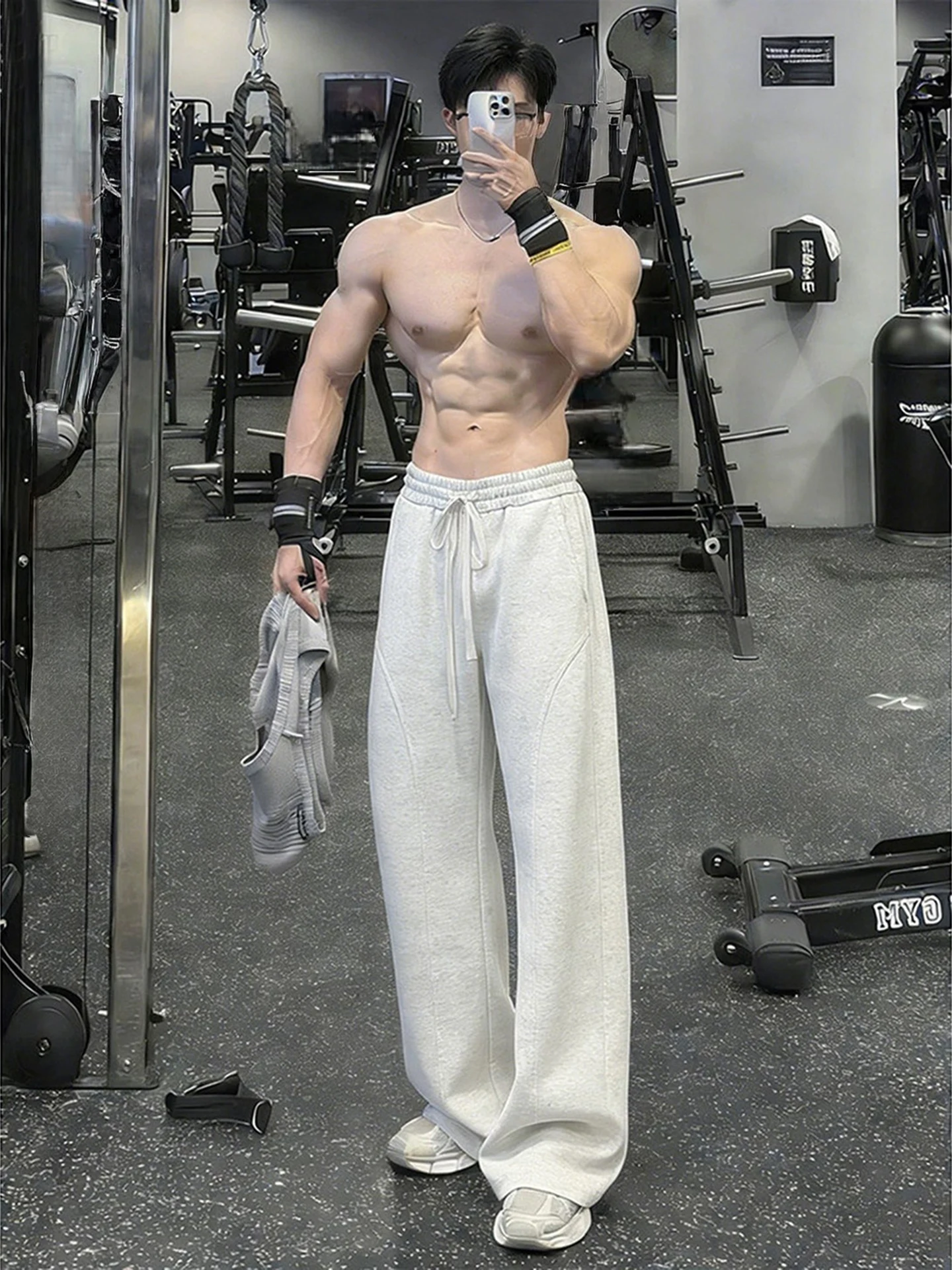 

Мужские брюки для бега Thiened Fce Fitn, осенне-зимние, повседневные, свободные, расклешенные, в американском стиле, с диагональным кроем, для активного отдыха