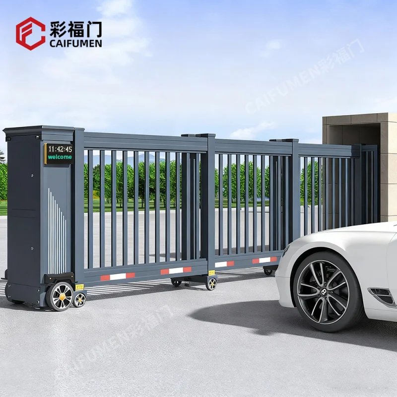 custom.Segmented Sliding Gate with License Plate Recognition Barrier Customizable Size Industrial Park Factory Whol