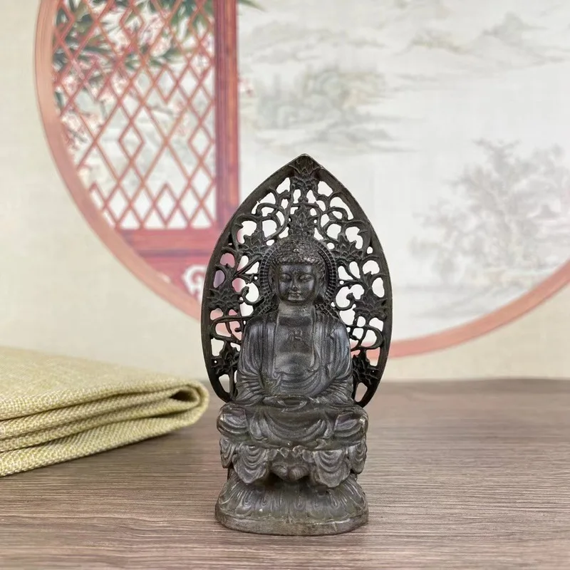 Backlit Tathagata, vintage alloy copper Mahavairocana Buddha, antique old copperware, copper seal, decorative item