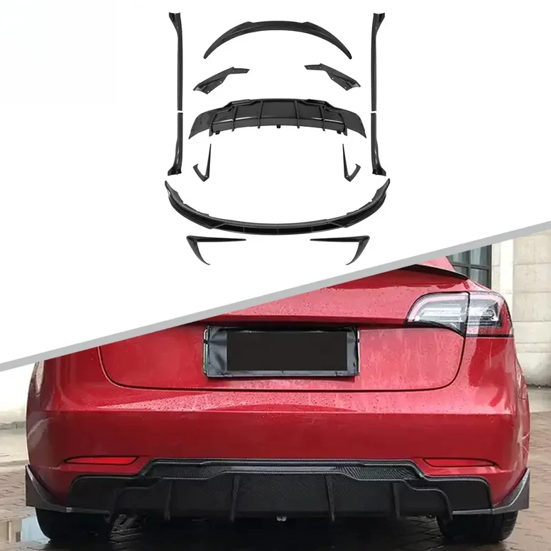 

FAST Style Car Bumper Carbon Front Lip Rear Diffuser Side Skirt Vents Spoiler Aero Kit for Model 3 2018+