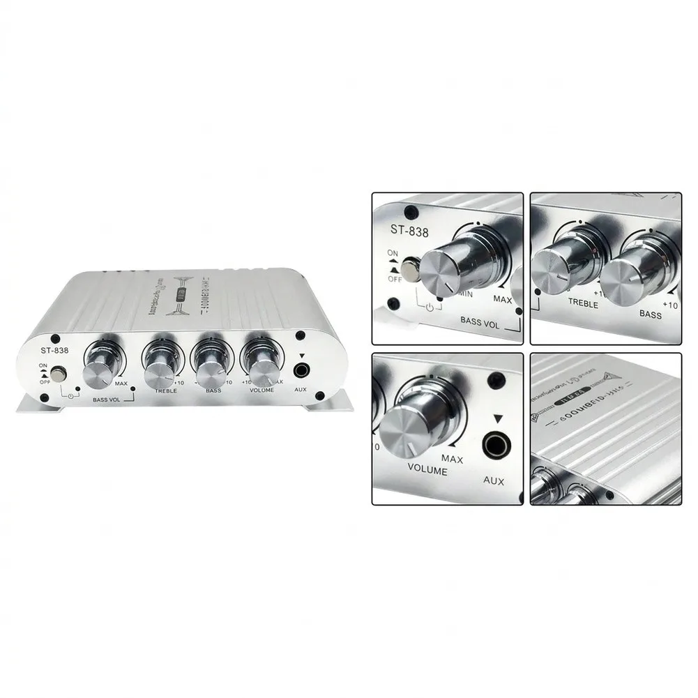 ST-838 2.1 Channel Mini For Amplifier with Subwoofer Volume Control and Acoustic Accuracy for Clear Smooth Music Output