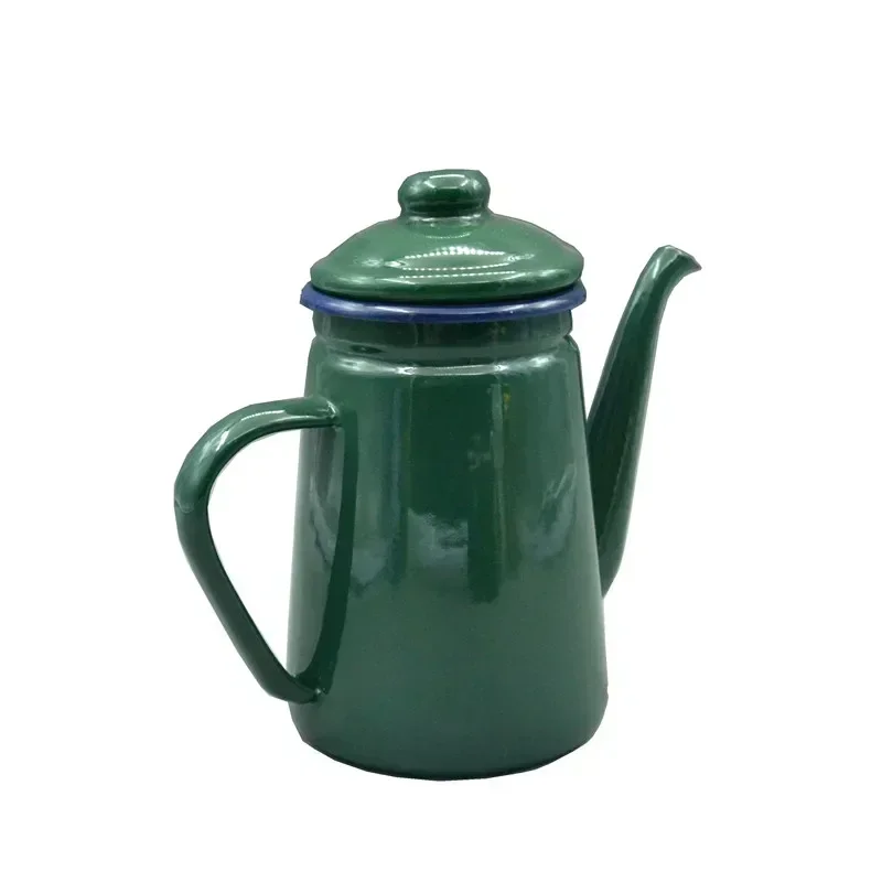 1.1L Enamel Coffee Pot Hand Tea Kettle Induction Cooker Gas Stove Universal Enamel Vintage Kettle Water Kettle Teapot