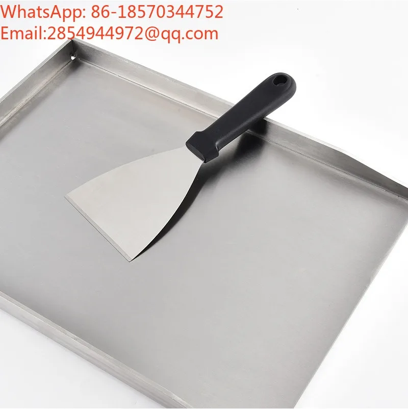 3-Sided Stainless Steel BBQ Grilling Pan with Turning Spatula Outdoor Barbecue Cooking Tool Set