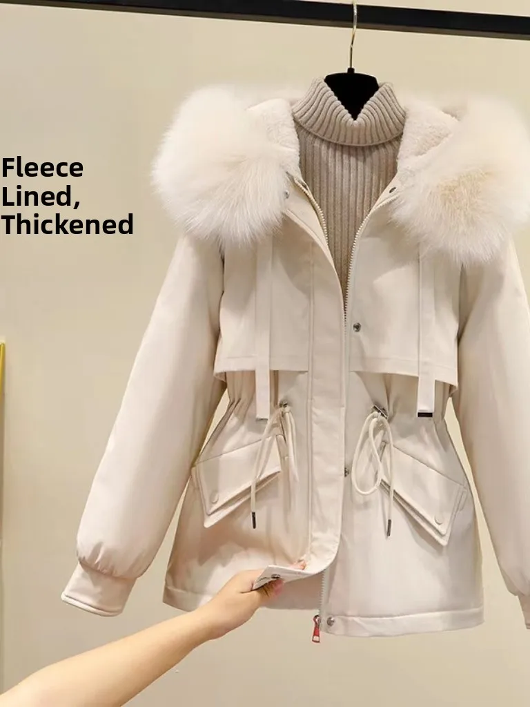 

Women's Winter Thiened Fce Lined Parka Coat Korean Sle Durable Zipper ket Long Sve Hooded Jaet Outerwear