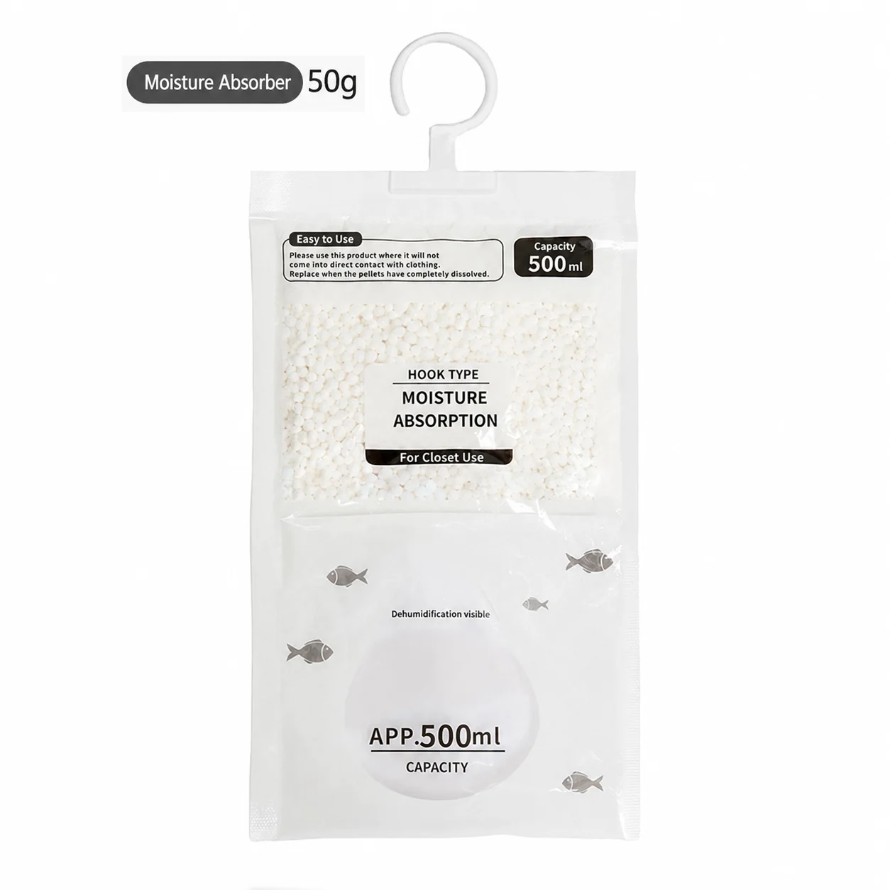 Large Capacity Hanging Moisture Absorber Bag, Dehumidifier for Room, Anti-Mold Moisture Proof Desiccant Drying Bag, Closet Wardr