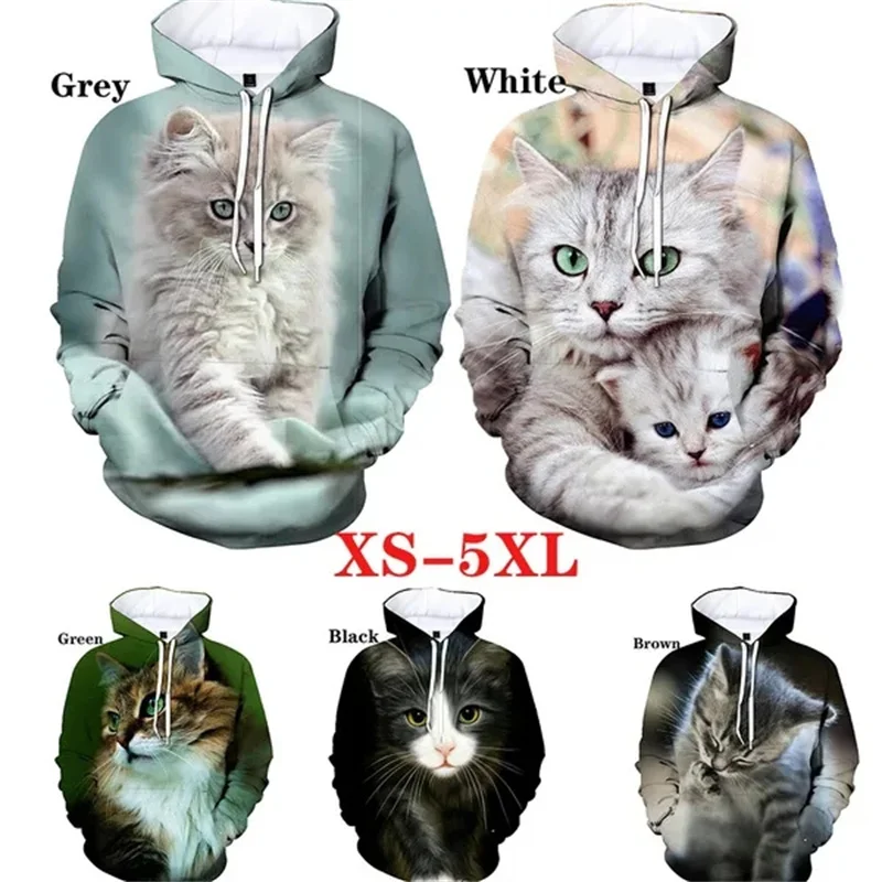 

3D Cute Animal Cats Printing Hoodies Fashion Funny Jackets For Men Kids Pop Streetwear Pullovers Women Winter Hoodie Tracksuits