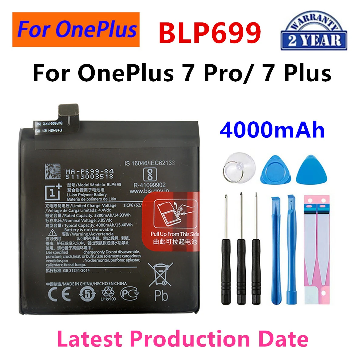 Orginal BLP801 BLP761 BLP759 BLP745 BLP743 BLP699 BLP685 Battery For OnePlus 8T/9R/ 8 /Pro/8/7T Pro/7T/ 7 Pro/6T / 7 A6010 image 3