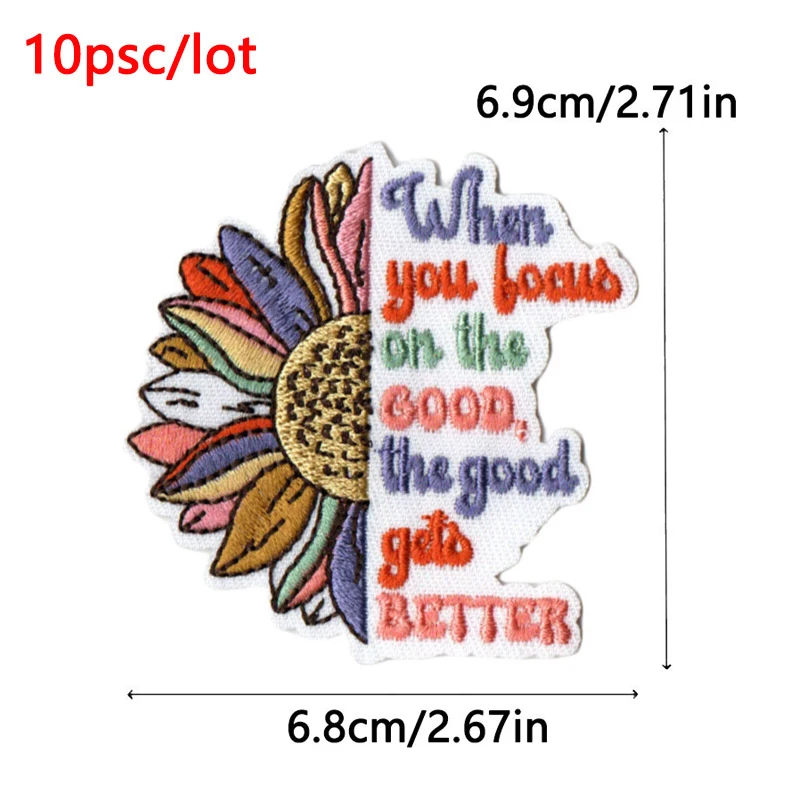 Parches bordados termoadhesivos letras dibujos animados con flores - imagen 4