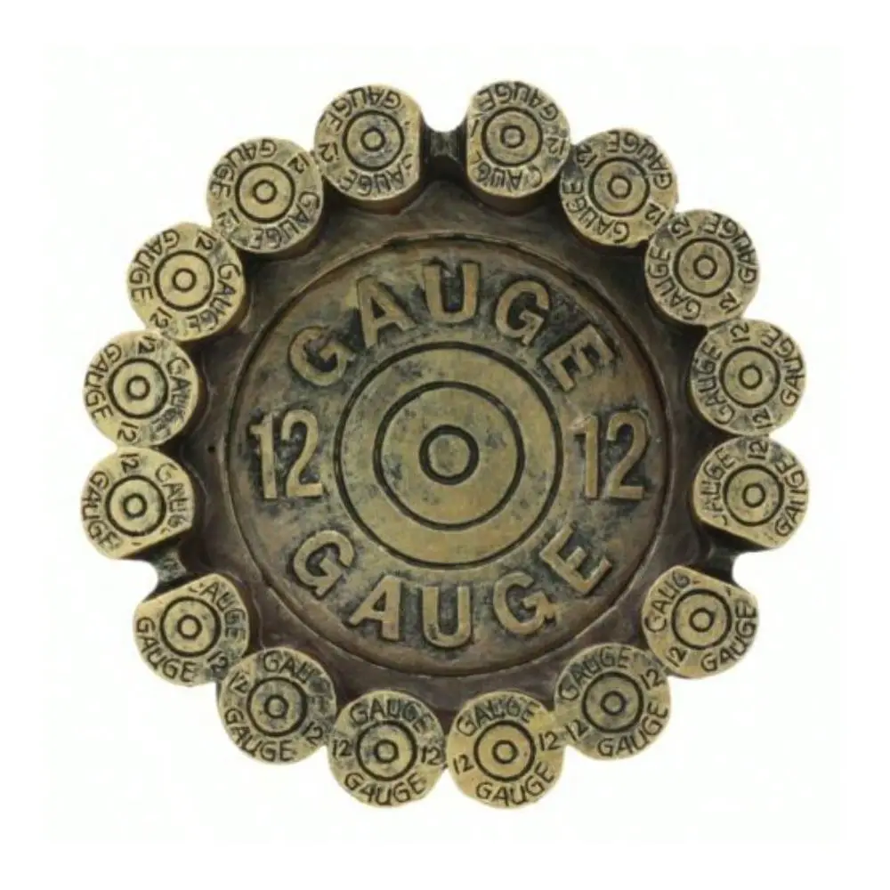 

Wild Western 12 Gauge Shotgun Shell Round Cigarette Ashtray Figurine 4.5and034W